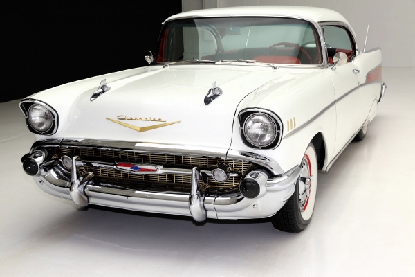 For Sale Used 1957 Chevrolet Bel Air white blk/red int LT1 AC PB | American Dream Machines Des Moines IA 50309