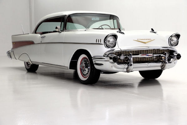 For Sale Used 1957 Chevrolet Bel Air white blk/red int LT1 AC PB | American Dream Machines Des Moines IA 50309