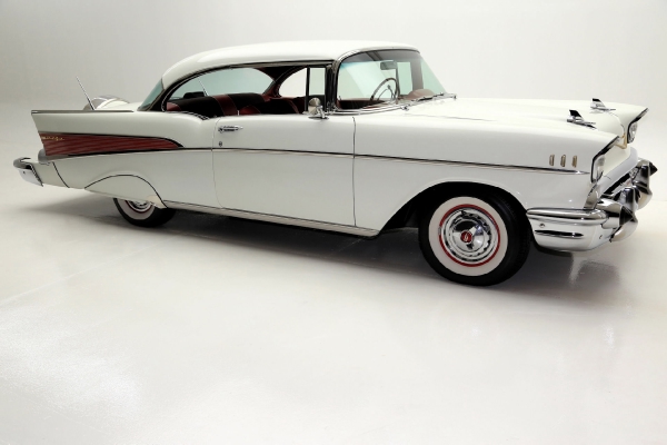 For Sale Used 1957 Chevrolet Bel Air white blk/red int LT1 AC PB | American Dream Machines Des Moines IA 50309