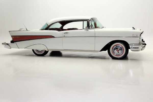 For Sale Used 1957 Chevrolet Bel Air white blk/red int LT1 AC PB | American Dream Machines Des Moines IA 50309