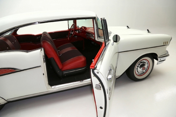 For Sale Used 1957 Chevrolet Bel Air white blk/red int LT1 AC PB | American Dream Machines Des Moines IA 50309