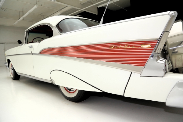 For Sale Used 1957 Chevrolet Bel Air white blk/red int LT1 AC PB | American Dream Machines Des Moines IA 50309