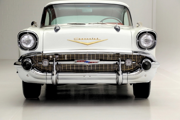 For Sale Used 1957 Chevrolet Bel Air white blk/red int LT1 AC PB | American Dream Machines Des Moines IA 50309