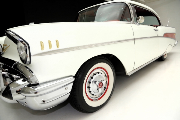 For Sale Used 1957 Chevrolet Bel Air white blk/red int LT1 AC PB | American Dream Machines Des Moines IA 50309