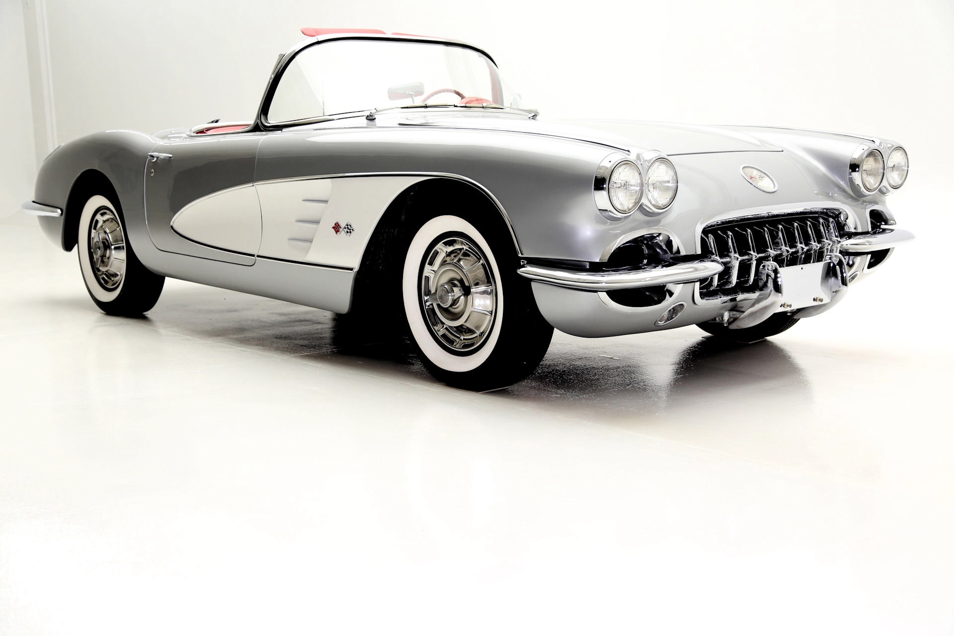 For Sale Used 1959 Chevrolet Corvette Convertible silver/red roadster | American Dream Machines Des Moines IA 50309