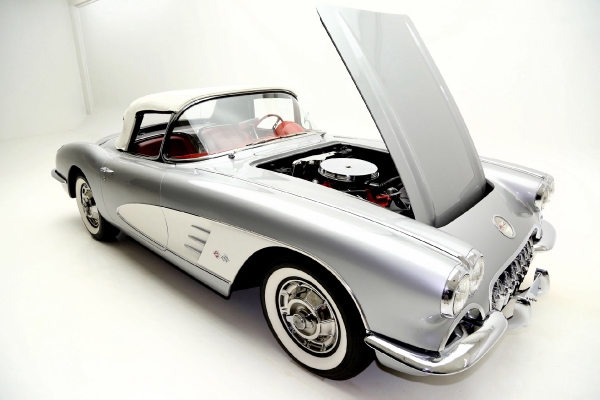 For Sale Used 1959 Chevrolet Corvette Convertible silver/red roadster | American Dream Machines Des Moines IA 50309