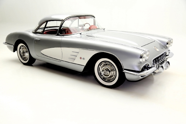 For Sale Used 1959 Chevrolet Corvette Convertible silver/red roadster | American Dream Machines Des Moines IA 50309