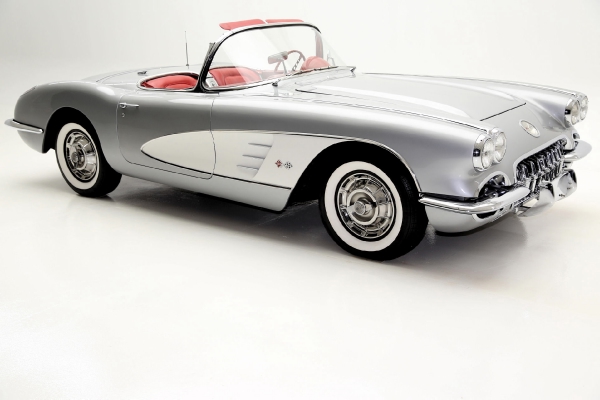 For Sale Used 1959 Chevrolet Corvette Convertible silver/red roadster | American Dream Machines Des Moines IA 50309