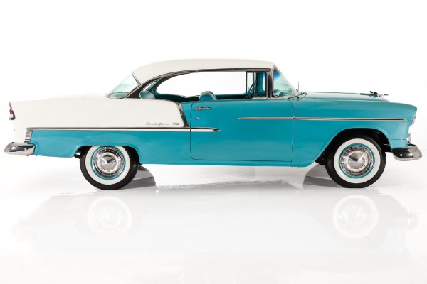 For Sale Used 1955 Chevrolet Bel Air Turquoise & India Ivory, Frame-Off | American Dream Machines Des Moines IA 50309