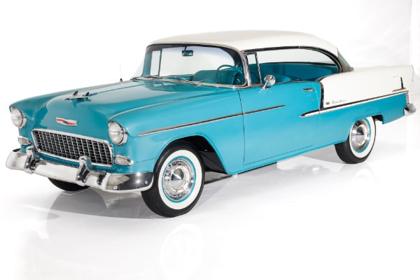 For Sale Used 1955 Chevrolet Bel Air Turquoise & India Ivory, Frame-Off | American Dream Machines Des Moines IA 50309