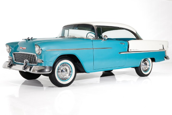 For Sale Used 1955 Chevrolet Bel Air Turquoise & India Ivory, Frame-Off | American Dream Machines Des Moines IA 50309