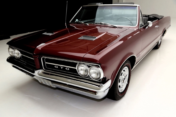 For Sale Used 1964 Pontiac GTO Convertible Red/Blk PHS 4spd 389 3 deuces | American Dream Machines Des Moines IA 50309