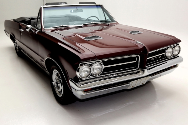 For Sale Used 1964 Pontiac GTO Convertible Red/Blk PHS 4spd 389 3 deuces | American Dream Machines Des Moines IA 50309