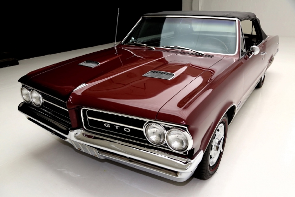 For Sale Used 1964 Pontiac GTO Convertible Red/Blk PHS 4spd 389 3 deuces | American Dream Machines Des Moines IA 50309