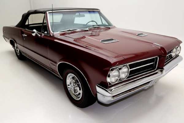 For Sale Used 1964 Pontiac GTO Convertible Red/Blk PHS 4spd 389 3 deuces | American Dream Machines Des Moines IA 50309