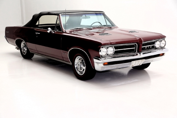 For Sale Used 1964 Pontiac GTO Convertible Red/Blk PHS 4spd 389 3 deuces | American Dream Machines Des Moines IA 50309