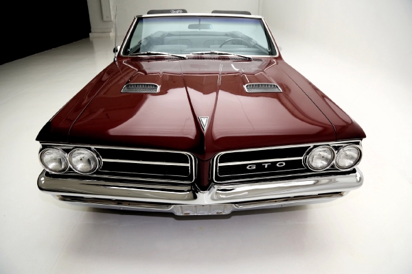 For Sale Used 1964 Pontiac GTO Convertible Red/Blk PHS 4spd 389 3 deuces | American Dream Machines Des Moines IA 50309