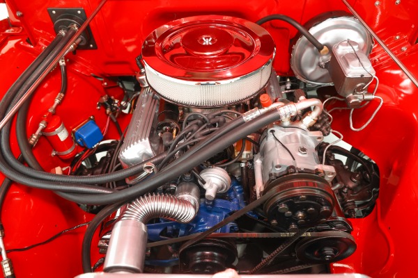 For Sale Used 1955 Ford F100 Truck Bright Red Show truck, 302 Auto  PS PB AC, Chrome wheels | American Dream Machines Des Moines IA 50309