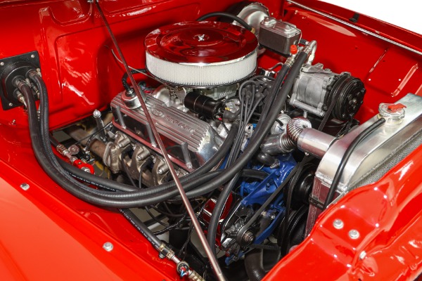 For Sale Used 1955 Ford F100 Truck Bright Red Show truck, 302 Auto  PS PB AC, Chrome wheels | American Dream Machines Des Moines IA 50309