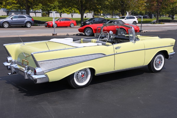 For Sale Used 1957 Chevrolet Bel Air Convertible, Colonial Cream Yellow, White Top PS PB | American Dream Machines Des Moines IA 50309