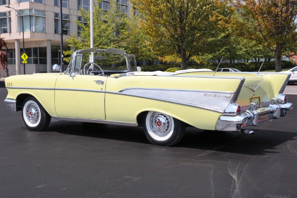 For Sale Used 1957 Chevrolet Bel Air Convertible, Colonial Cream Yellow, White Top PS PB | American Dream Machines Des Moines IA 50309