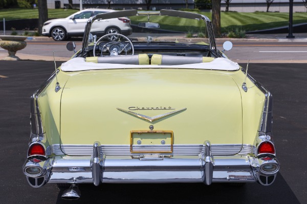 For Sale Used 1957 Chevrolet Bel Air Convertible, Colonial Cream Yellow, White Top PS PB | American Dream Machines Des Moines IA 50309