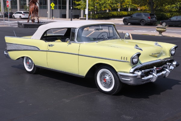 For Sale Used 1957 Chevrolet Bel Air Convertible, Colonial Cream Yellow, White Top PS PB | American Dream Machines Des Moines IA 50309
