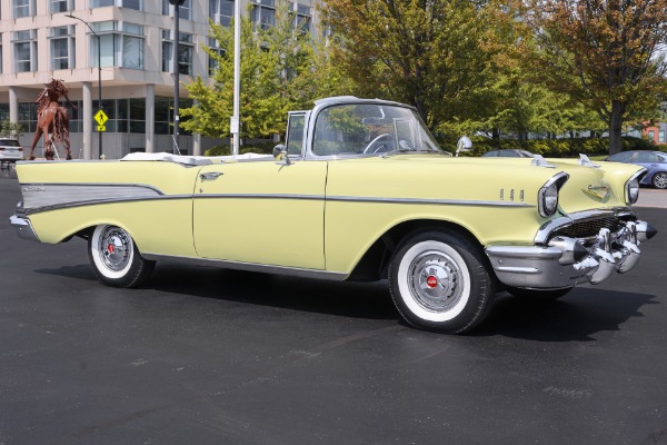 For Sale Used 1957 Chevrolet Bel Air Convertible, Colonial Cream Yellow, White Top PS PB | American Dream Machines Des Moines IA 50309
