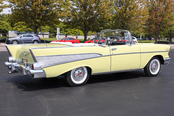 For Sale Used 1957 Chevrolet Bel Air Convertible, Colonial Cream Yellow, White Top PS PB | American Dream Machines Des Moines IA 50309
