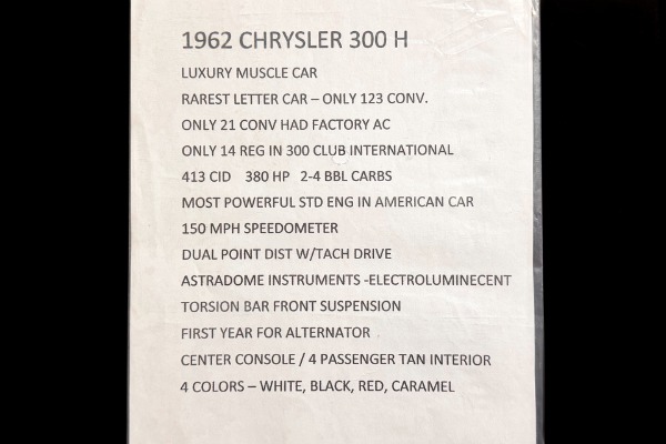 For Sale Used 1962 Chrysler 300H Series 413/380hp Best Of Class | American Dream Machines Des Moines IA 50309