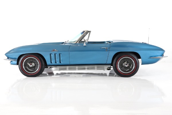 For Sale Used 1965 Chevrolet Corvette Nassau Blue Convertible, Blue Int. White Stinger & Top. 410/500  5 speed | American Dream Machines Des Moines IA 50309