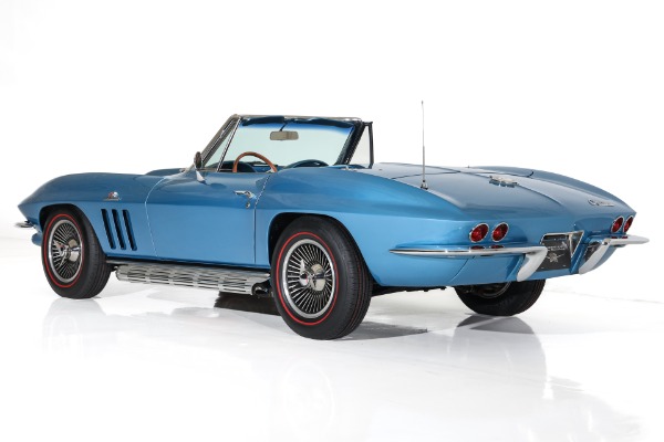 For Sale Used 1965 Chevrolet Corvette Nassau Blue Convertible, Blue Int. White Stinger & Top. 410/500  5 speed | American Dream Machines Des Moines IA 50309