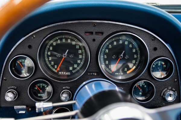 For Sale Used 1965 Chevrolet Corvette Nassau Blue Convertible, Blue Int. White Stinger & Top. 410/500  5 speed | American Dream Machines Des Moines IA 50309