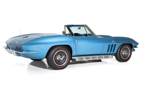 For Sale Used 1965 Chevrolet Corvette Nassau Blue Convertible, Blue Int. White Stinger & Top. 410/500  5 speed | American Dream Machines Des Moines IA 50309