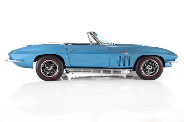 For Sale Used 1965 Chevrolet Corvette Nassau Blue Convertible, Blue Int. White Stinger & Top. 410/500  5 speed | American Dream Machines Des Moines IA 50309