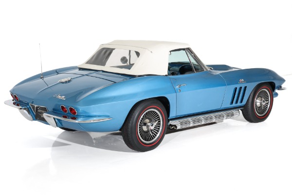 For Sale Used 1965 Chevrolet Corvette Nassau Blue Convertible, Blue Int. White Stinger & Top. 410/500  5 speed | American Dream Machines Des Moines IA 50309