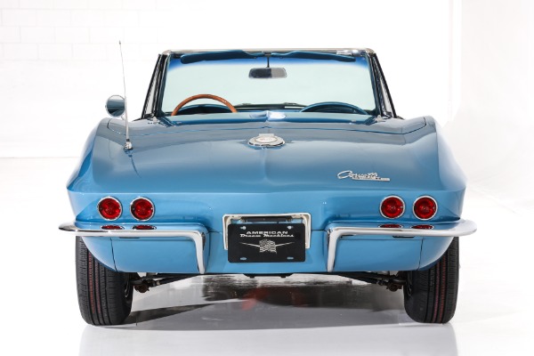For Sale Used 1965 Chevrolet Corvette Nassau Blue Convertible, Blue Int. White Stinger & Top. 410/500  5 speed | American Dream Machines Des Moines IA 50309
