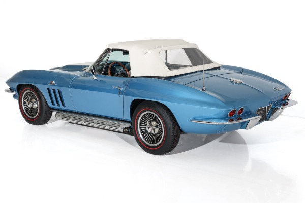 For Sale Used 1965 Chevrolet Corvette Nassau Blue Convertible, Blue Int. White Stinger & Top. 410/500  5 speed | American Dream Machines Des Moines IA 50309