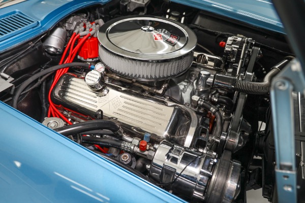 For Sale Used 1965 Chevrolet Corvette Nassau Blue Convertible, Blue Int. White Stinger & Top. 410/500  5 speed | American Dream Machines Des Moines IA 50309