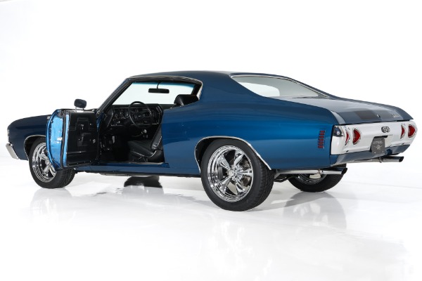 For Sale Used 1971 Chevrolet Chevelle Fathom Blue, Black SS Stripes New Black Bucket Int. 454 Auto PS PDB New AC | American Dream Machines Des Moines IA 50309