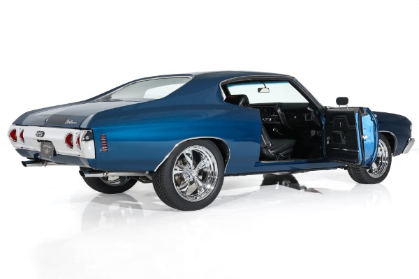 For Sale Used 1971 Chevrolet Chevelle Fathom Blue, Black SS Stripes New Black Bucket Int. 454 Auto PS PDB New AC | American Dream Machines Des Moines IA 50309