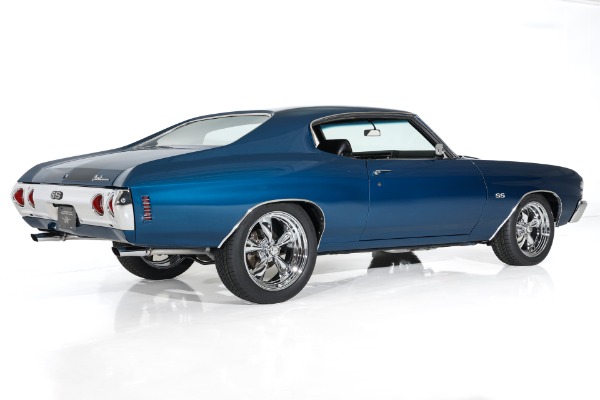 For Sale Used 1971 Chevrolet Chevelle Fathom Blue, Black SS Stripes New Black Bucket Int. 454 Auto PS PDB New AC | American Dream Machines Des Moines IA 50309