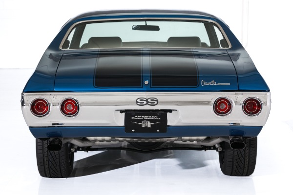 For Sale Used 1971 Chevrolet Chevelle Fathom Blue, Black SS Stripes New Black Bucket Int. 454 Auto PS PDB New AC | American Dream Machines Des Moines IA 50309