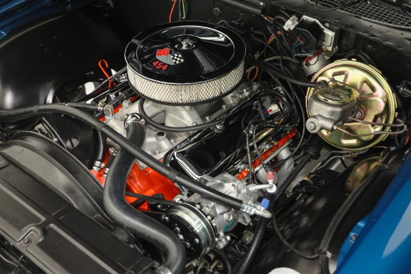 For Sale Used 1971 Chevrolet Chevelle Fathom Blue, Black SS Stripes New Black Bucket Int. 454 Auto PS PDB New AC | American Dream Machines Des Moines IA 50309
