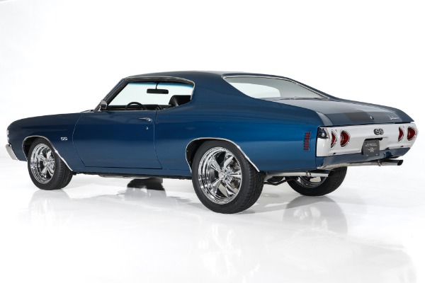 For Sale Used 1971 Chevrolet Chevelle Fathom Blue, Black SS Stripes New Black Bucket Int. 454 Auto PS PDB New AC | American Dream Machines Des Moines IA 50309