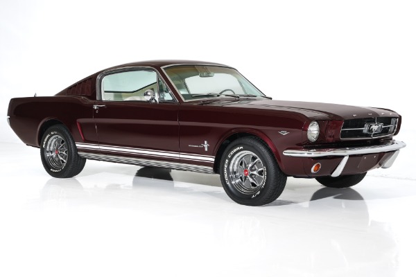 For Sale Used 1965 Ford Mustang Burgundy, White Int. GT options A-Code Auto PS, PB, AC | American Dream Machines Des Moines IA 50309