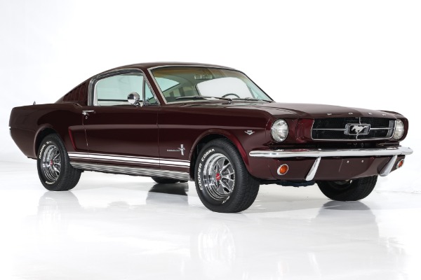 For Sale Used 1965 Ford Mustang Burgundy, White Int. GT options A-Code Auto PS, PB, AC | American Dream Machines Des Moines IA 50309