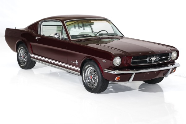 For Sale Used 1965 Ford Mustang Burgundy, White Int. GT options A-Code Auto PS, PB, AC | American Dream Machines Des Moines IA 50309