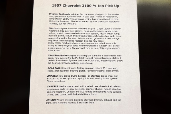 For Sale Used 1957 Chevrolet 3100 Pickup Rotisserie Restored 397 Miles | American Dream Machines Des Moines IA 50309