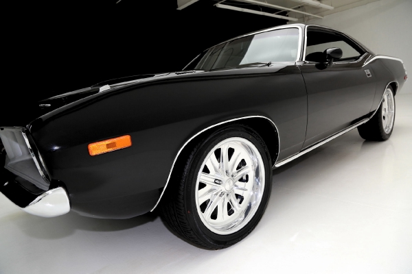 For Sale Used 1973 Plymouth Cuda Black on Black, 440 Six Pac, 727 Chrome | American Dream Machines Des Moines IA 50309